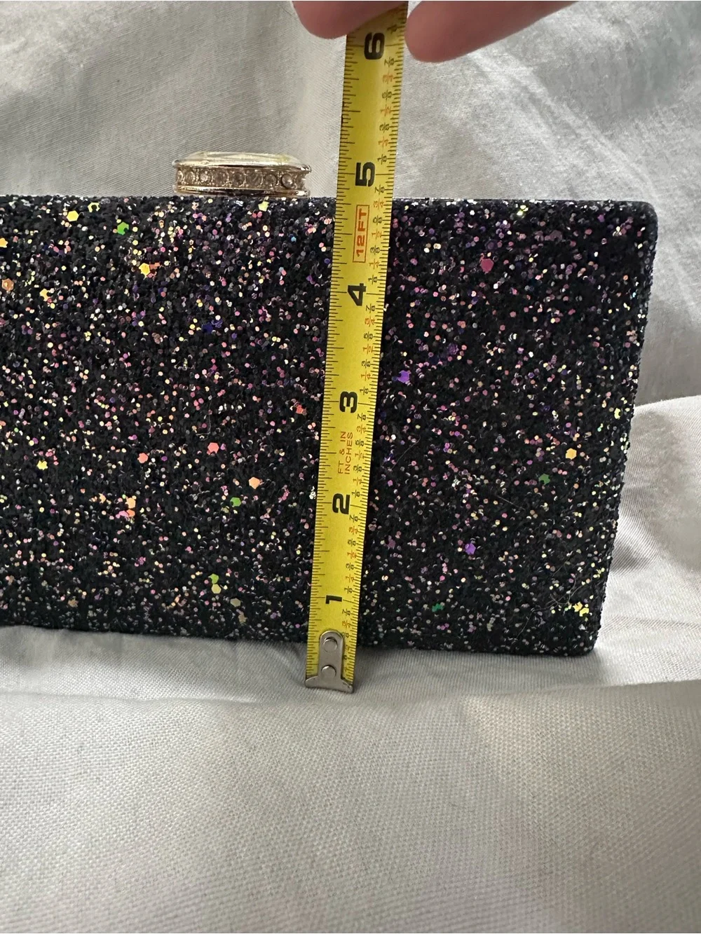 Sparkle Evening Clutch in Black Glitter